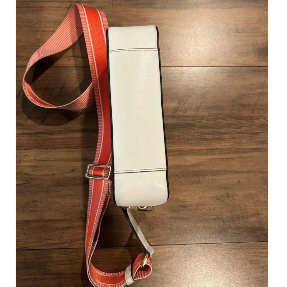 Michael Kors Rare Red/White Jet Set Camera Bag With Removable Guitar Strap